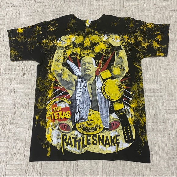 Backstock Co Stone Cold Steve Austin Texas Rattlesnake T-shirt WWF AOP New - Picture 8 of 13